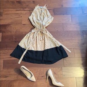 Polyester halter polkadot dress